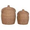 Decorative box Home ESPRIT Natural Metal Tropical (2 Pieces)