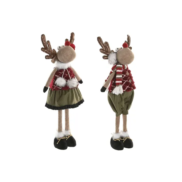 Kalėdų papuošalai Home ESPRIT Ruda Raudona Žalia Šiaurės elnias 23 x 16 x 41 cm (2 vnt.)