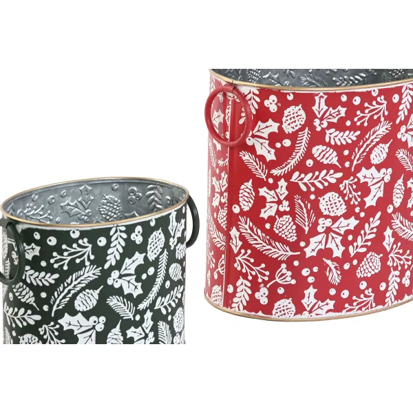 Kalėdinių papuošimų rinkinys Home ESPRIT Raudona Žalia Kalėdos 28,5 x 19,5 x 24 cm (3 Dalys) (2 vnt.)