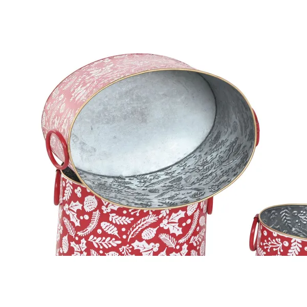 Joulukoristesetti Home ESPRIT Punainen Vihreä Joulu 28,5 x 19,5 x 24 cm (3 Kappaletta) (2 osaa)