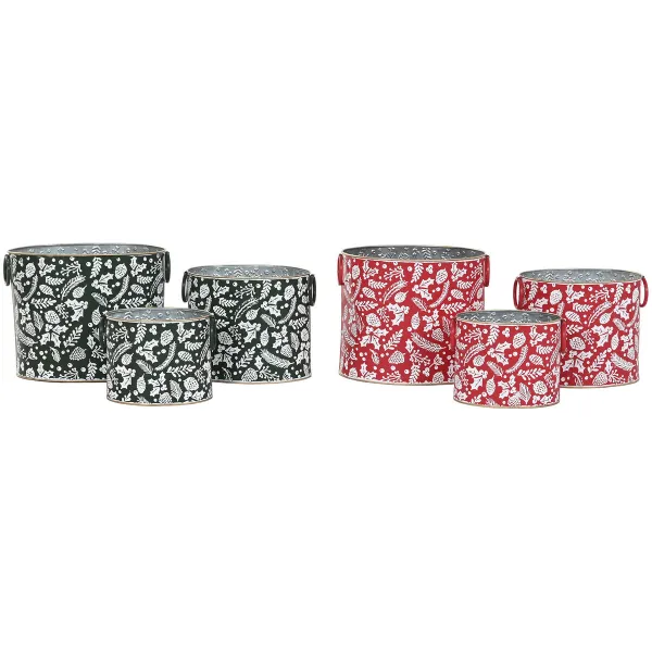 Joulukoristesetti Home ESPRIT Punainen Vihreä Joulu 28,5 x 19,5 x 24 cm (3 Kappaletta) (2 osaa)