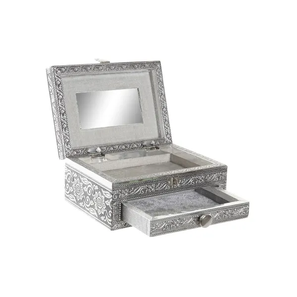 Шкатулка Home ESPRIT Серебристый Натуральный Деревянный Алюминий 17,5 x 12,5 x 8,5 cm
