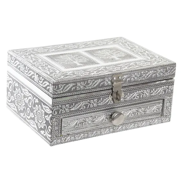 Шкатулка Home ESPRIT Серебристый Натуральный Деревянный Алюминий 17,5 x 12,5 x 8,5 cm