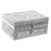 Jewelry box Home ESPRIT Silver Natural Wood Aluminium 17,5 x 12,5 x 8,5 cm