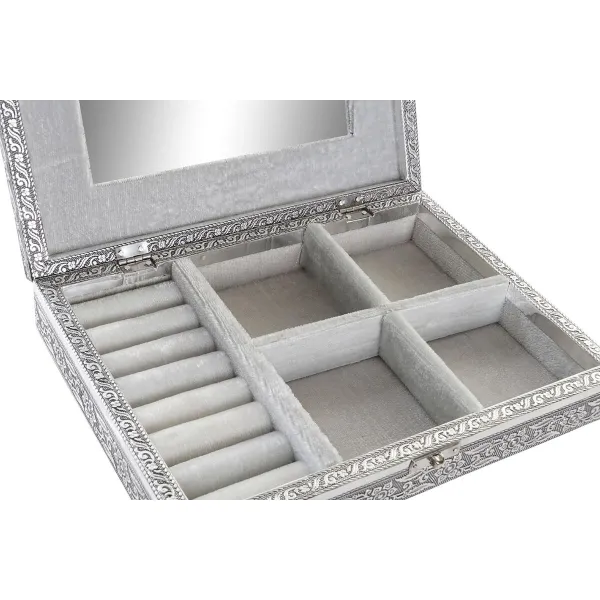 Шкатулка Home ESPRIT Серебристый Натуральный Деревянный Алюминий 27,5 x 20 x 5,4 cm