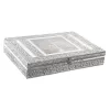 Jewelry box Home ESPRIT Silver Natural Wood Aluminium 27,5 x 20 x 5,4 cm