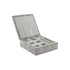 Шкатулка Home ESPRIT Серебристый Натуральный Деревянный Алюминий 18 x 18 x 6 cm