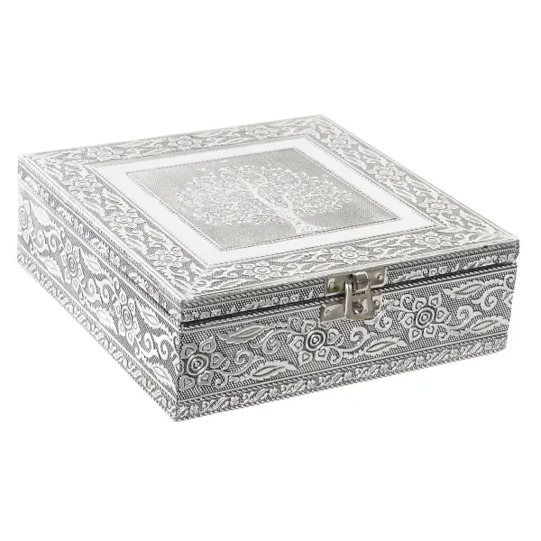 Korurasia Home ESPRIT Hopeinen Luonnollinen Puu Alumiini 18 x 18 x 6 cm