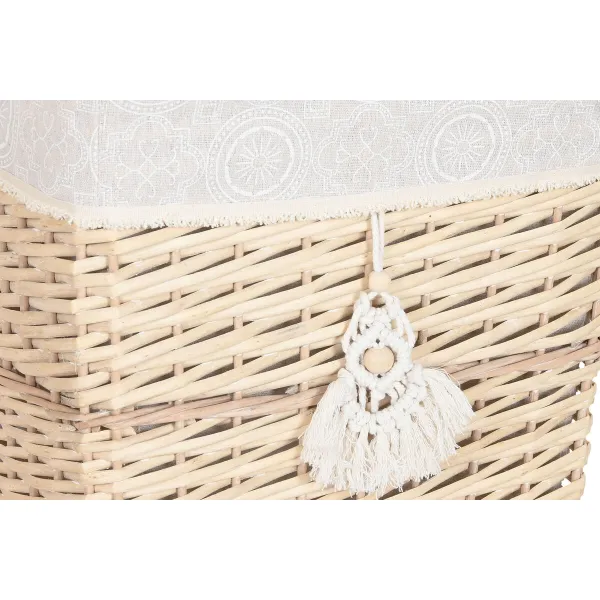 Pyykkikori Home ESPRIT Luonnollinen korihuonekalut Boho 47 x 35 x 55 cm 5 Kappaletta