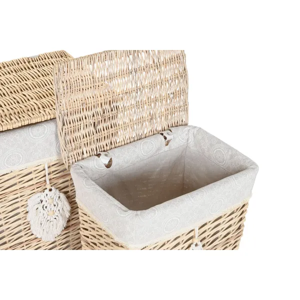 Pyykkikori Home ESPRIT Luonnollinen korihuonekalut Boho 47 x 35 x 55 cm 5 Kappaletta