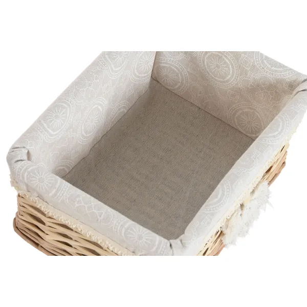 Pyykkikori Home ESPRIT Luonnollinen korihuonekalut Boho 47 x 35 x 55 cm 5 Kappaletta