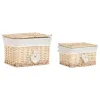Decorative box Home ESPRIT Natural wicker Boho (2 Pieces)