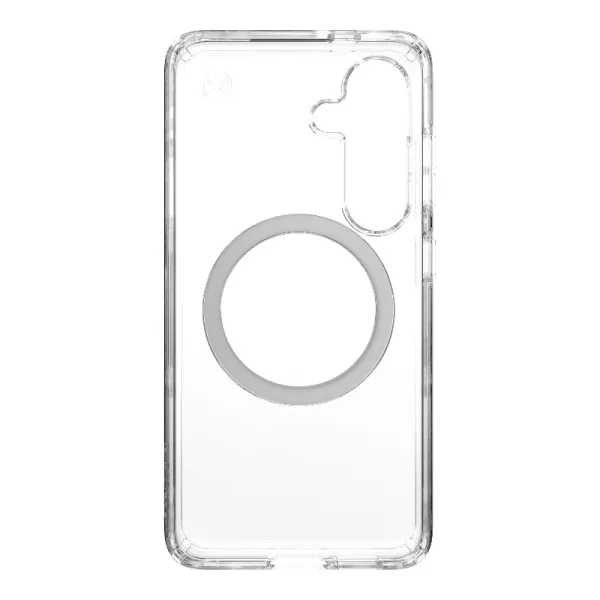 Speck Presidio Perfect-Clear Magnet - Case for Samsung Galaxy S25 / S24 MagSafe (Clear / Chrome Finish / Serene Silver)