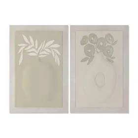 Drobė Home ESPRIT Žalia Rusvai gelsva Vaza Skandinavijos 80 x 3 x 120 cm 80 X 10 X 120 CM (2 vnt.)