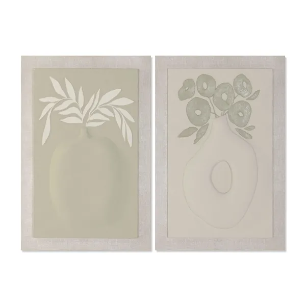 Kangas Home ESPRIT Vihreä Beige Maljakko Skandinaavinen 80 x 3 x 120 cm 80 X 10 X 120 CM (2 osaa)