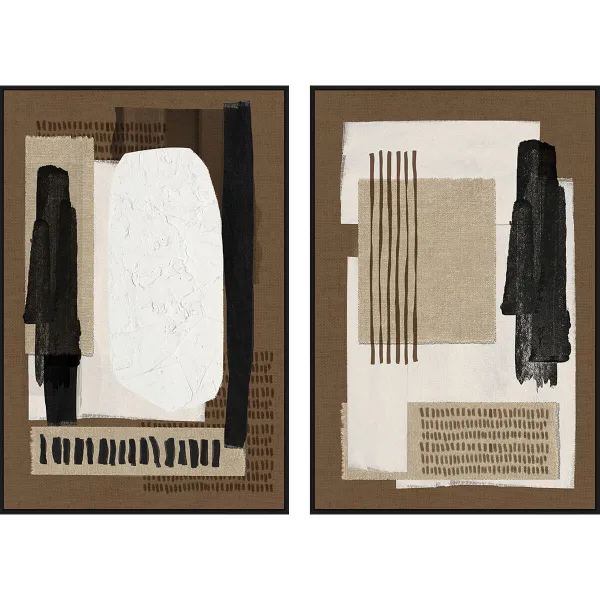 Полотно Home ESPRIT Коричневый Чёрный Абстракция город 63 x 4 x 93 cm (2 штук)