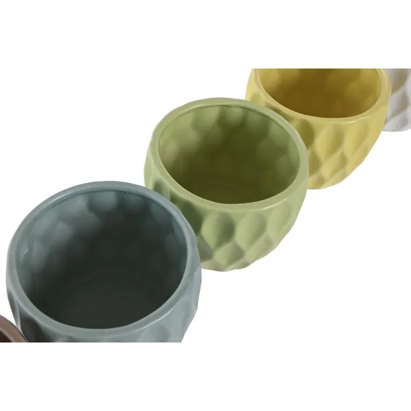 Planter Home ESPRIT Yellow White Green Pink Dolomite Rhombus 12 x 12 x 10 cm (6 Units)