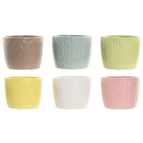 Kasvit Home ESPRIT Keltainen Sininen Valkoinen Pinkki Dolomite 12 x 12 x 10 cm (6 osaa)