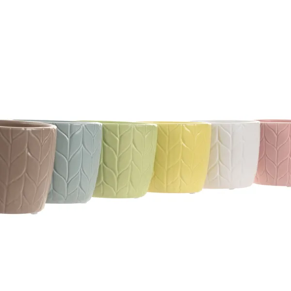 stādītājs Home ESPRIT Dzeltens Zils Balts Rozā Dolomite 12 x 12 x 10 cm (6 gb.)