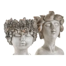 Подставка под цветочный горшок Home ESPRIT Серый Смола Лицо Shabby Chic 18 x 15 x 23 cm (2 штук)