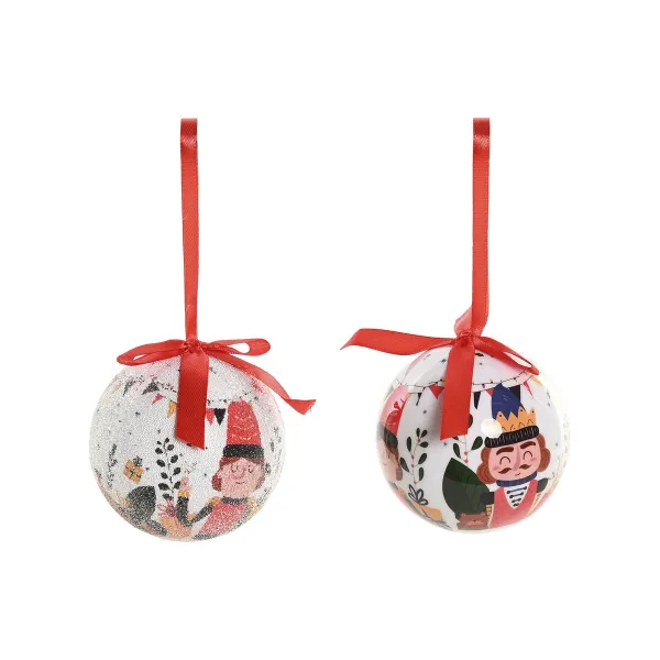 Eglītes rotājumi Home ESPRIT Balts Sarkans PVC Lācis Riekstu knaibles (14 Daļas)