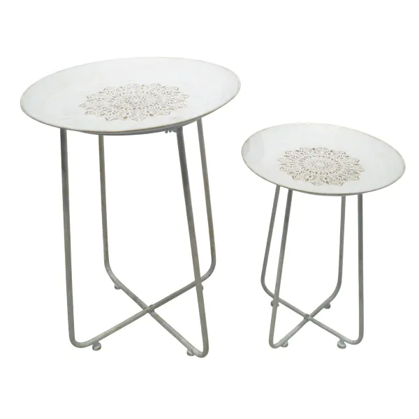 Side table Home ESPRIT White Golden 48 x 48 x 66 cm