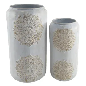 Vāze Home ESPRIT Balts Bronza Metāls Arābija 31 x 31 x 60 cm (2 Daudzums)