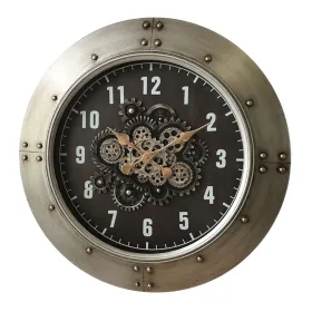Sienas pulkstenis Home ESPRIT Melns Sudrabains Stikls Dzelzs Loft 80 x 9 x 80 cm