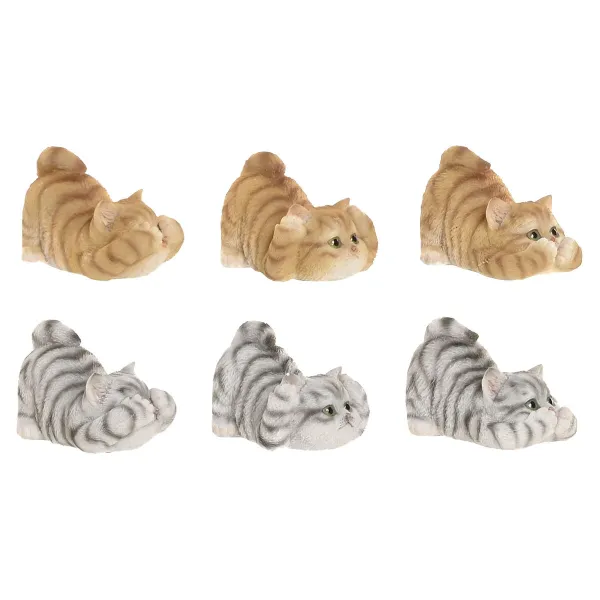Dekoratīvās figūriņas Home ESPRIT Pelēks Oranžs Kaķu 5 x 9 x 6 cm (6 gb.)