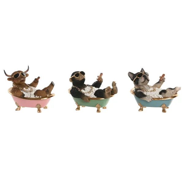 Koristehahmo Home ESPRIT Musta Monivärinen 20 X 14,5 X 15,5 CM (3 osaa)