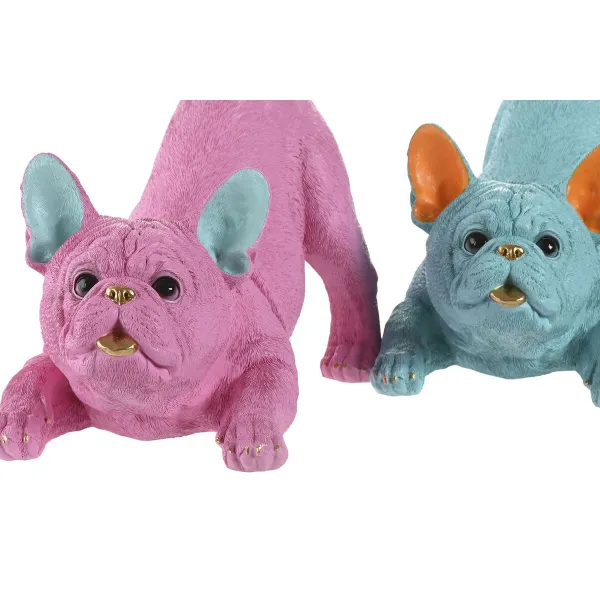 Декоративная фигура Home ESPRIT Синий Фуксия Пёс 34,5 X 20 X 22 CM (2 штук)