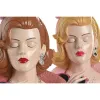 Decorative Figure Home ESPRIT Yellow Brown Pink Lady 21,5 X 17,5 X 29 CM (2 Units)