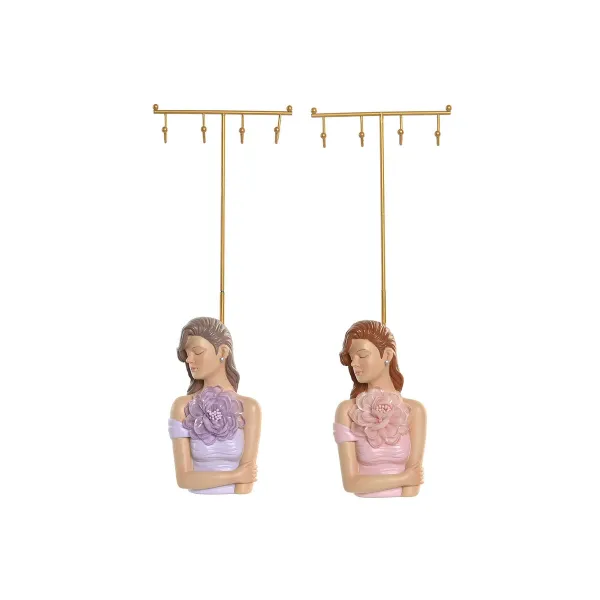 Jewellery Stand Home ESPRIT Pink Lilac Resin 12,5 X 6 X 33 CM (2 Units)