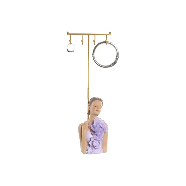 Jewellery Stand Home ESPRIT Coral Lilac Metal Resin 12,5 X 8 X 34,5 CM (2 Units)