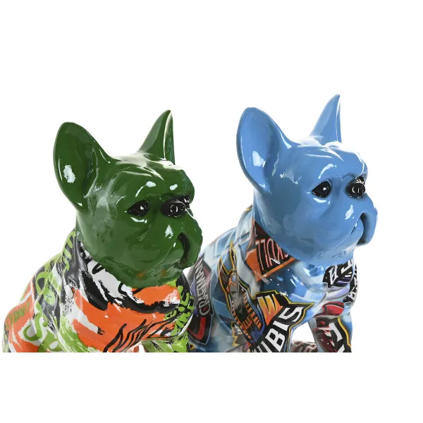 Decorative Figure Home ESPRIT Blue Green Multicolour Dog 9,5 X 13 X 16 CM (2 Units)