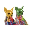 Decorative Figure Home ESPRIT Yellow Green Multicolour Dog 12 x 9 x 17 cm (2 Units)