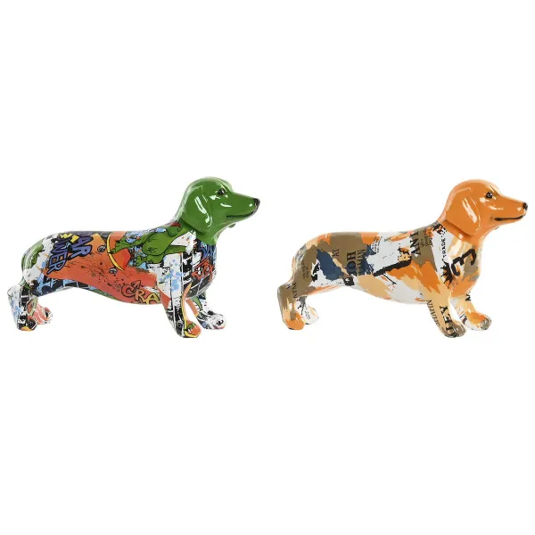 Dekoratyvinė figūrėlė Home ESPRIT Geltona Žalia Spalvotas Šuo 20 X 6 X 11,5 CM (2 vnt.)