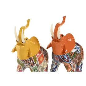 Dekoratīvās figūriņas Home ESPRIT Dzeltens Daudzkrāsains Oranžs Zilonis 16 x 7 x 17 cm (2 gb.)