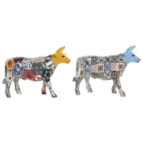 Dekoratīvās figūriņas Home ESPRIT Dzeltens Zils Daudzkrāsains Bullis 16 x 6 x 12 cm (2 gb.)