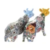 Decorative Figure Home ESPRIT Yellow Blue Multicolour Bull 16 x 6 x 12 cm (2 Units)