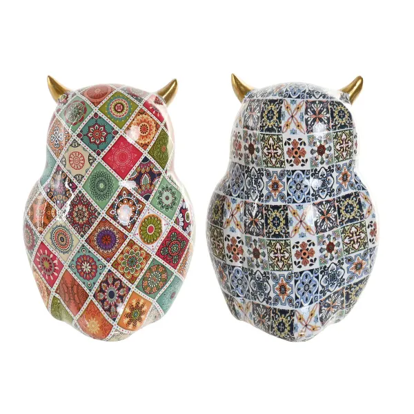 Dekoratīvās figūriņas Home ESPRIT Daudzkrāsains Bronza Pūce Vidusjūra (2 gb.)