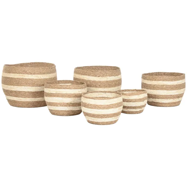 Decorative box Home ESPRIT Cream Natural Natural Fibre