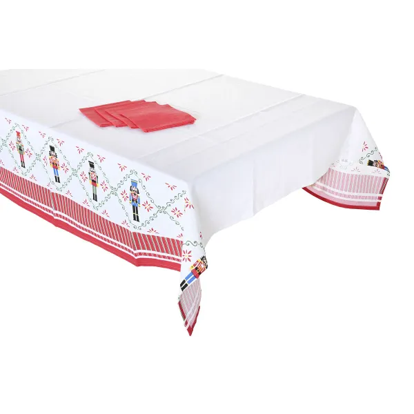 Stain-proof resined tablecloth Home ESPRIT White Red Green Beige (9 Pieces)