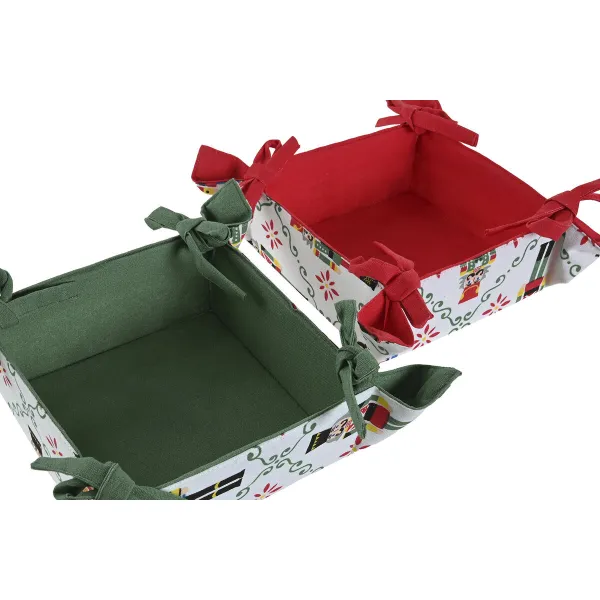 Koristekori Home ESPRIT Valkoinen Punainen Vihreä Beige Pähkinänsärkijä Joulu 30 x 30 x 8 cm (2 osaa)