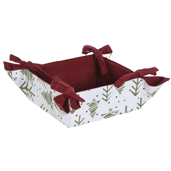 Decorative basket Home ESPRIT White Red Green Beige Tree Christmas 30 x 30 x 8 cm