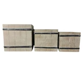 Подставка под цветочный горшок Home ESPRIT Коричневый магний Cottage 44 x 44 x 43 cm (3 Предметы)