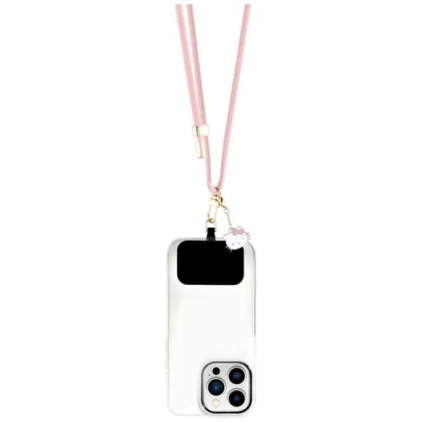 Hello Kitty Patch & Kitty Head Charm - Universal Phone Strap / Lanyard (Pink)