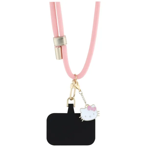 Hello Kitty Patch & Kitty Head Charm - Universal Phone Strap / Lanyard (Pink)