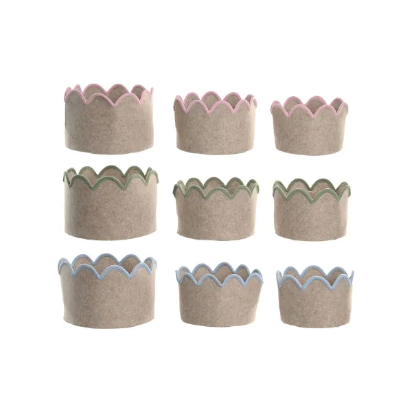 Grozs Home ESPRIT Zils Zaļš Bēšs Rozā Bērnu 30 x 30 x 20 cm (3 Daudzums) (3 gb.)