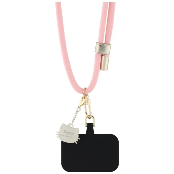 Hello Kitty Patch & Kitty Head Charm - Universal Phone Strap / Lanyard (Pink)